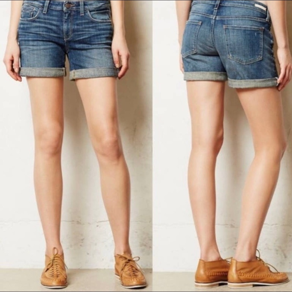 Anthropologie Pilcro Letterpress Stet Roll Up Mid Rise Jean Shorts : 27